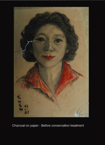 Charcoal on paper - Before conservation Charcoal on paper - Before conservation